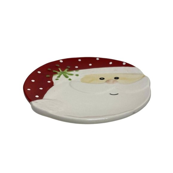 Great Gatherings 6 Inch Round Ceramic Christmas Holiday Festive Cute Santa Dish - Picture 3 of 6
